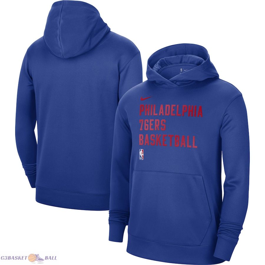 Unisex Philadelphia 76ers Nike Royal 2023/24 Performance Spotlight On-Court Practice Pullover Hoodie