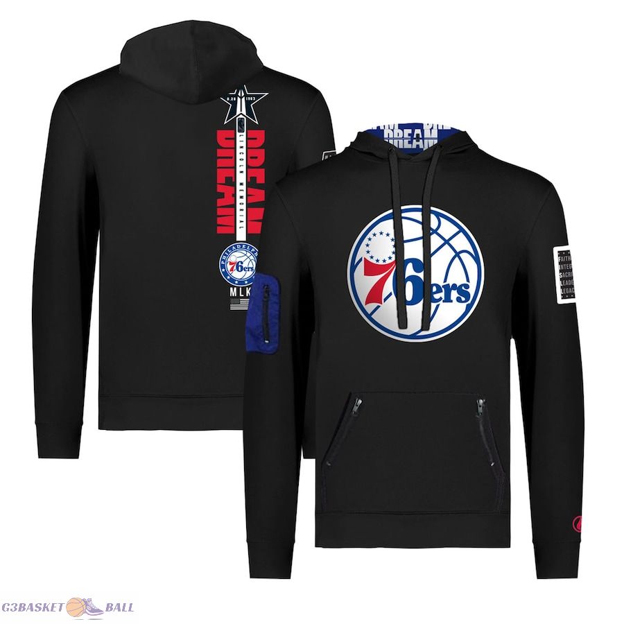 Unisex Philadelphia 76ers FISLL x Black History Collection Black Pullover Hoodie