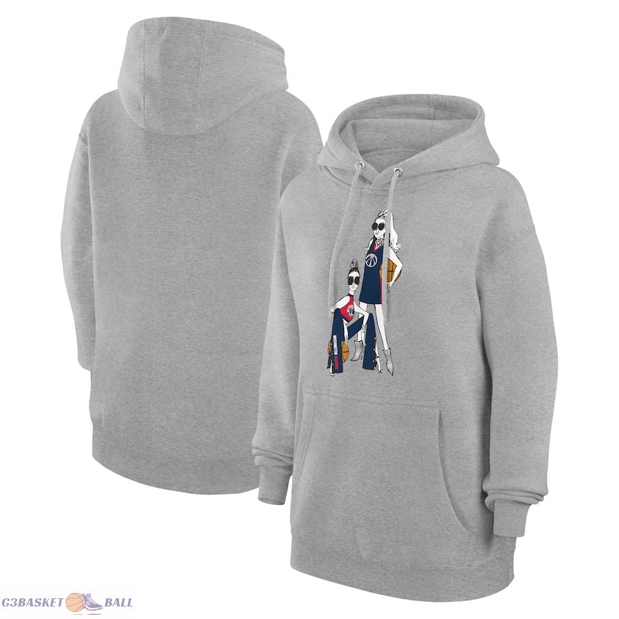 Women's Washington Wizards G-III 4Her by Carl Banks Heather Gray Basketball Girls Fleece Pullover Hoodie