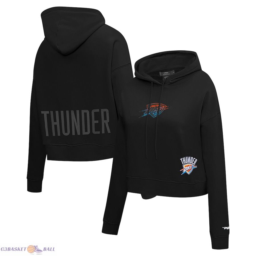 Women's Oklahoma City Thunder Pro Standard Black Jewels Cropped Pullover Hoodie