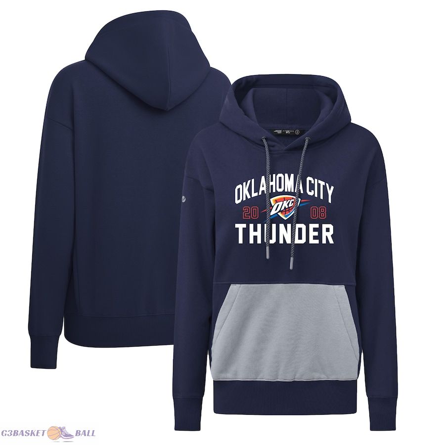 Women's Oklahoma City Thunder Levelwear Navy Bonfire Pullover Hoodie