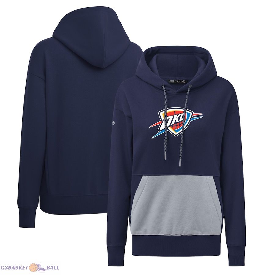 Women's Oklahoma City Thunder Levelwear Navy Bonfire Pullover Hoodie