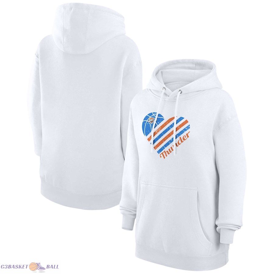 Women's Oklahoma City Thunder G-III 4Her by Carl Banks White Heart Pullover Hoodie