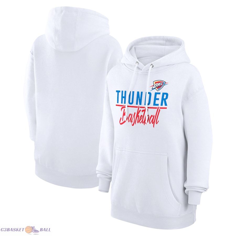 Women's Oklahoma City Thunder G-III 4Her by Carl Banks White Graphics Fleece Pullover Hoodie