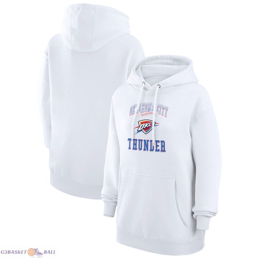 Women's Oklahoma City Thunder G-III 4Her by Carl Banks White Graphic Fleece Pullover Hoodie