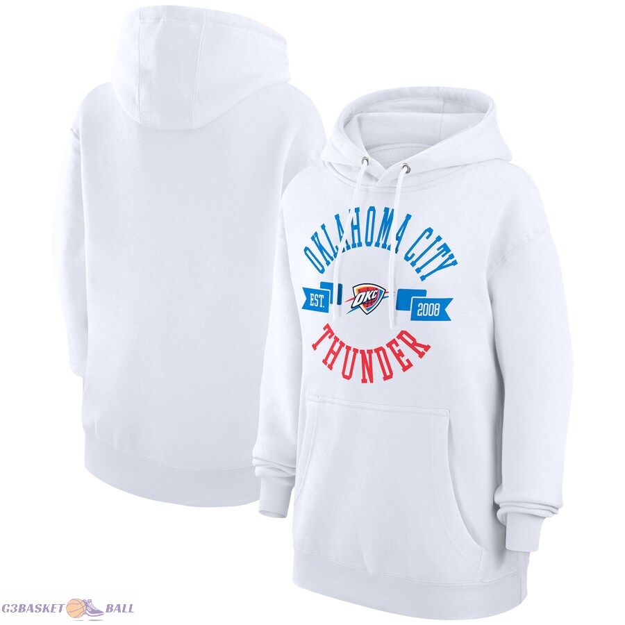 Women's Oklahoma City Thunder G-III 4Her by Carl Banks White City Pullover Hoodie