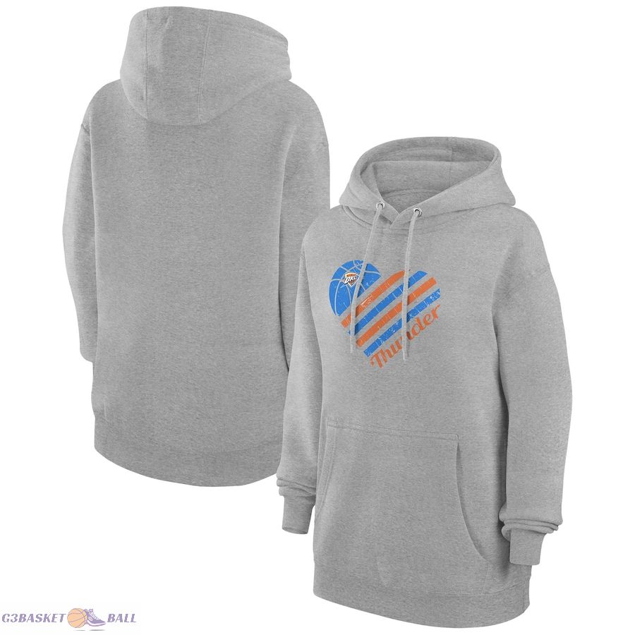 Women's Oklahoma City Thunder G-III 4Her by Carl Banks Heather Gray Heart Pullover Hoodie