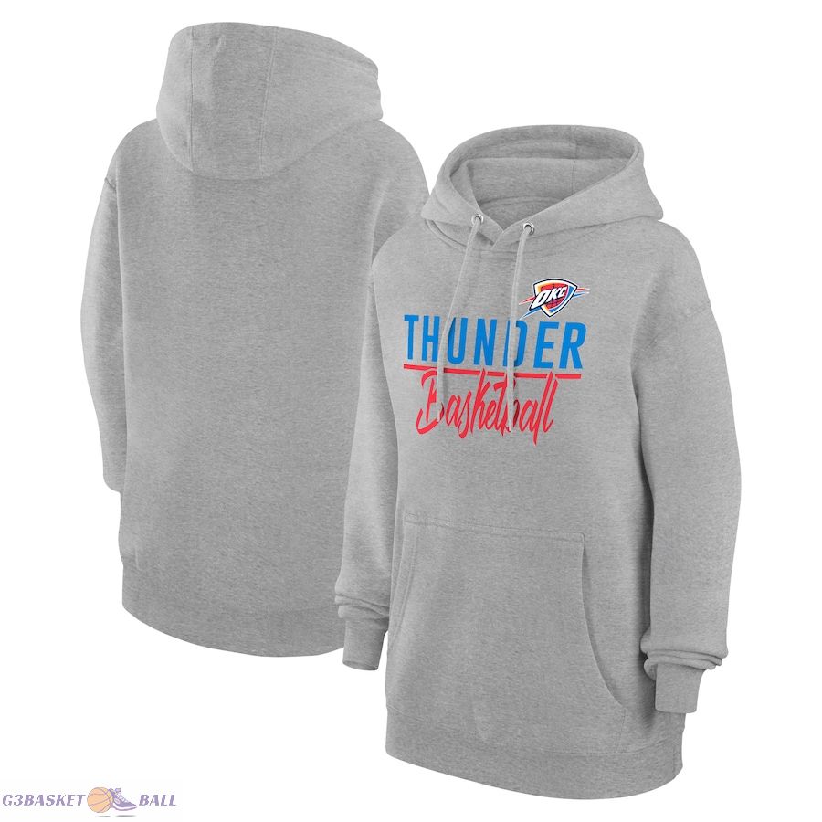 Women's Oklahoma City Thunder G-III 4Her by Carl Banks Heather Gray Graphics Fleece Pullover Hoodie