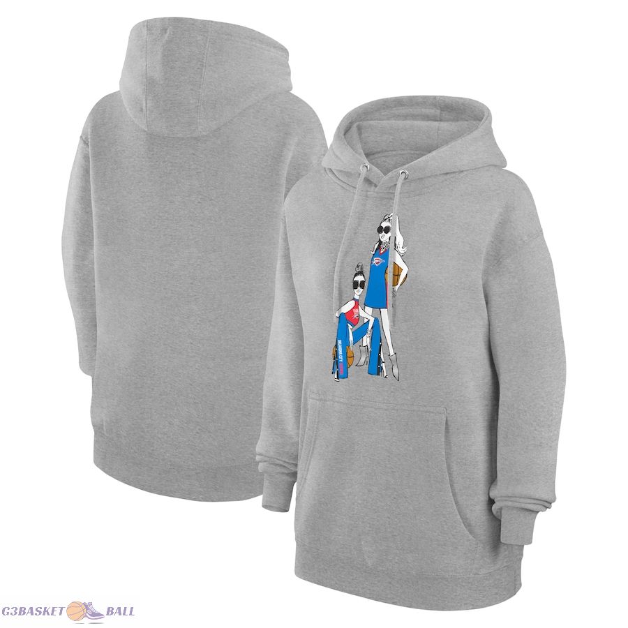 Women's Oklahoma City Thunder G-III 4Her by Carl Banks Heather Gray Basketball Girls Fleece Pullover Hoodie