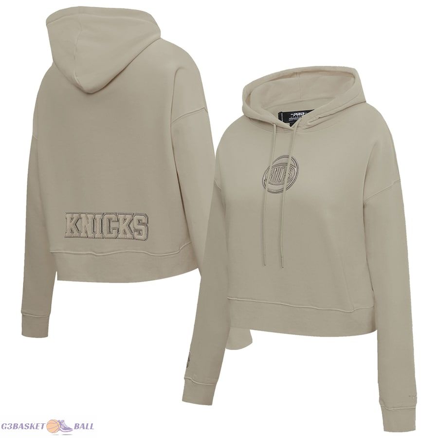 Women's New York Knicks Pro Standard Taupe Neutrals Capsule Cropped Pullover Hoodie