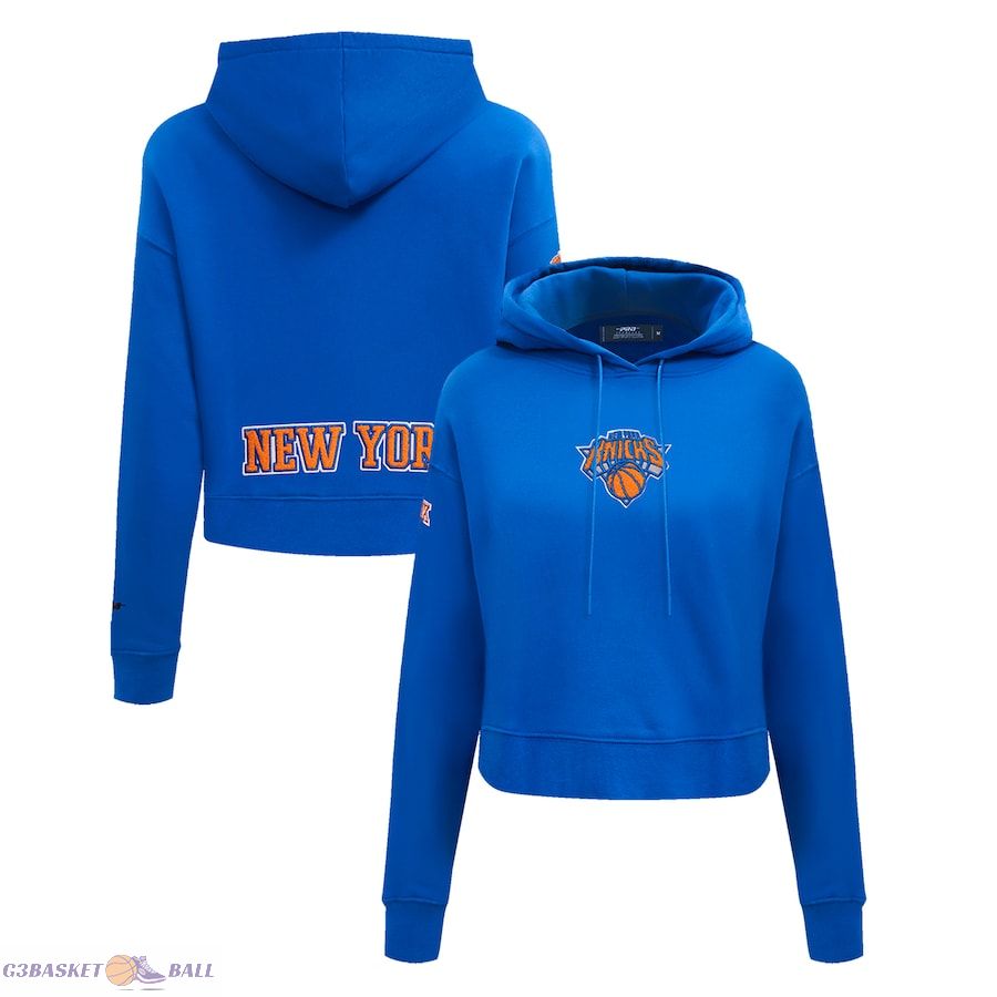 Women's New York Knicks Pro Standard Royal Classic FLC Cropped Pullover Hoodie