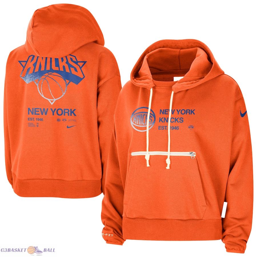 Women's New York Knicks Nike Orange Courtside Standard Issue Performance Pullover Hoodie