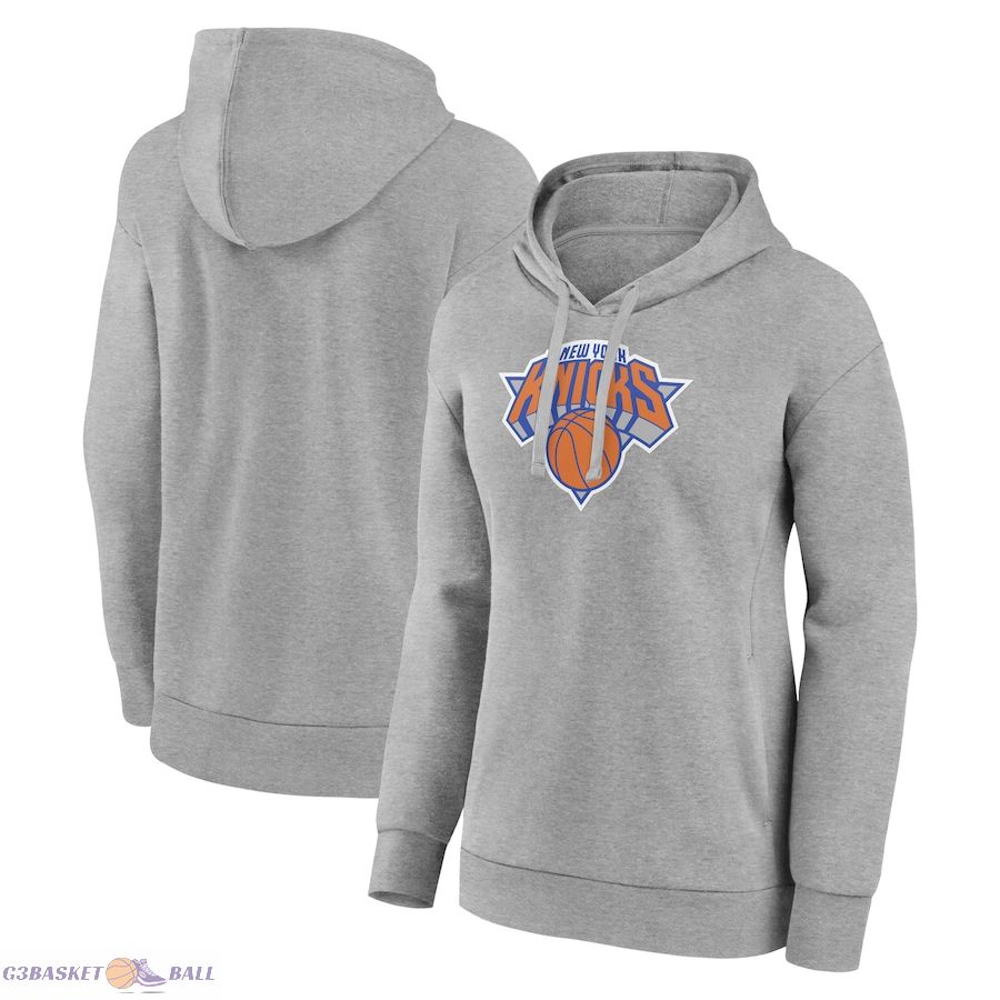 Women's New York Knicks Gray Primary Logo Pullover Hoodie