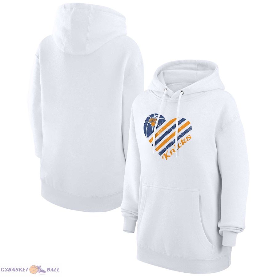 Women's New York Knicks G-III 4Her by Carl Banks White Heart Pullover Hoodie