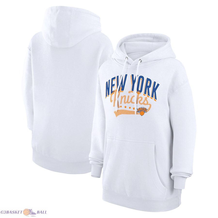 Women's New York Knicks G-III 4Her by Carl Banks White Filigree Logo Pullover Hoodie