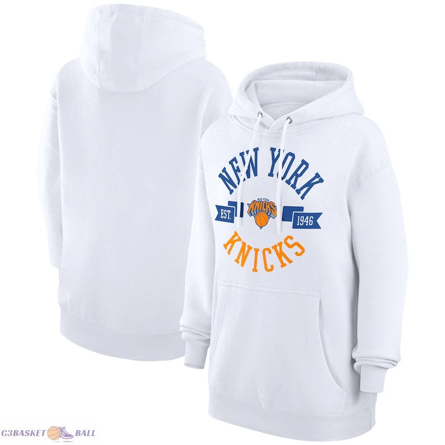 Women's New York Knicks G-III 4Her by Carl Banks White City Pullover Hoodie