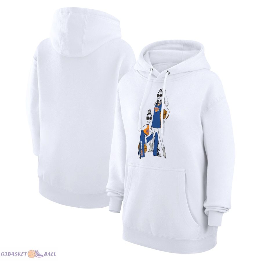 Women's New York Knicks G-III 4Her by Carl Banks White Basketball Girls Fleece Pullover Hoodie