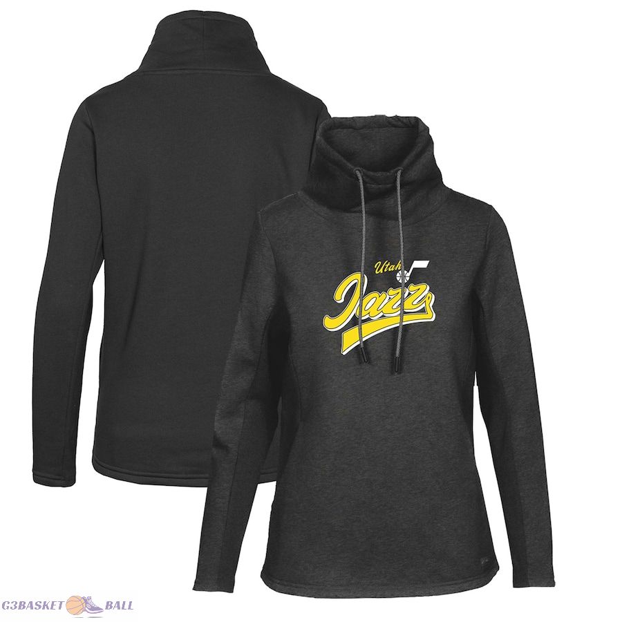 Women's Utah Jazz Levelwear Black Loop Retro Pullover Hoodie