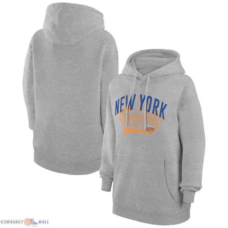 Women's New York Knicks G-III 4Her by Carl Banks Heather Gray Filigree Logo Pullover Hoodie