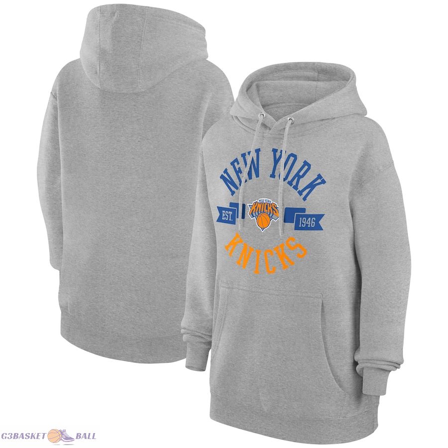 Women's New York Knicks G-III 4Her by Carl Banks Heather Gray City Pullover Hoodie