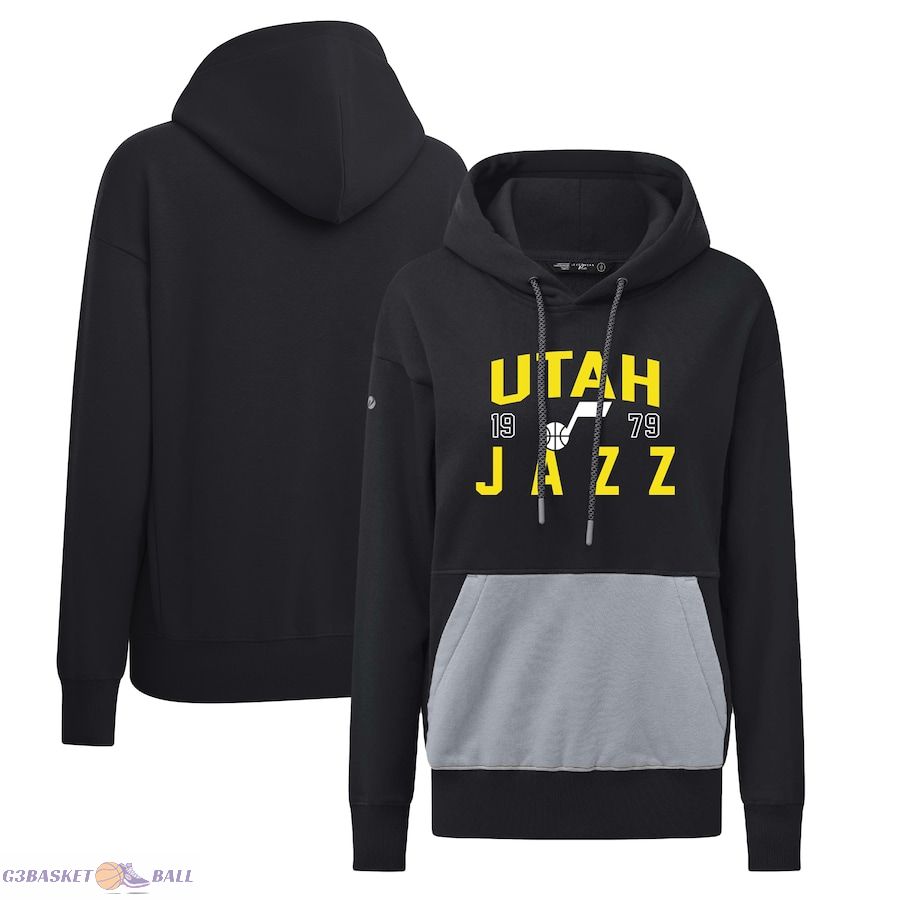 Women's Utah Jazz Levelwear Black Bonfire Pullover Hoodie