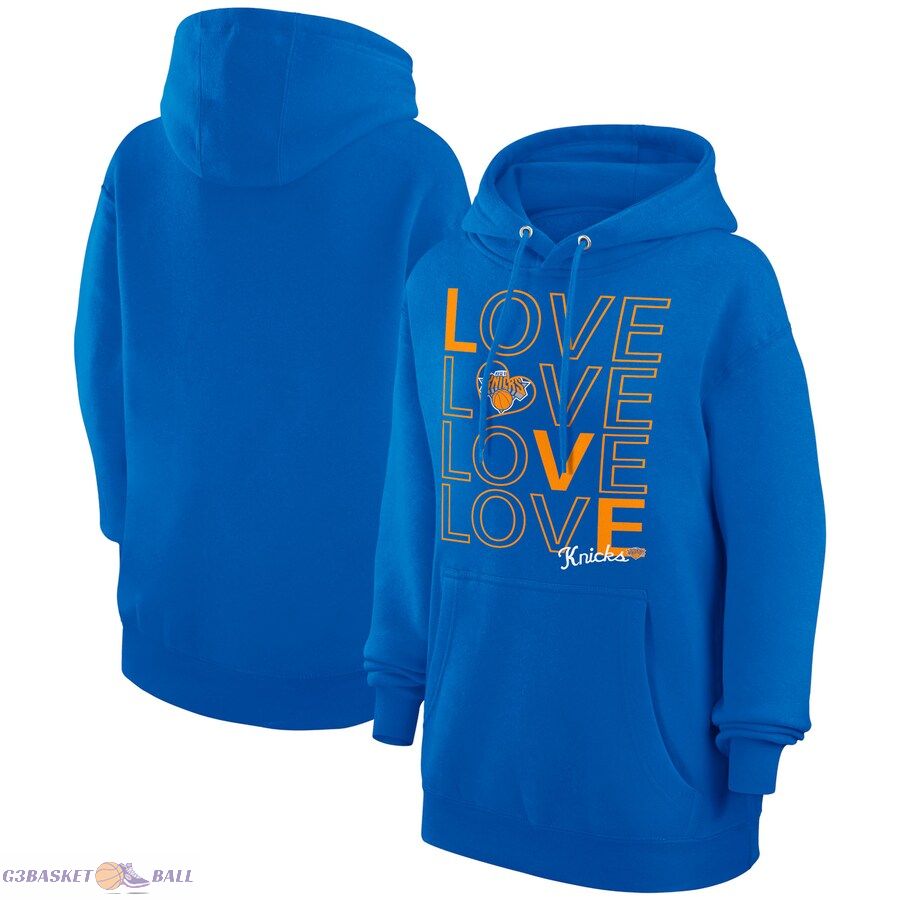 Women's New York Knicks G-III 4Her by Carl Banks Blue Basketball Love Fleece Pullover Hoodie