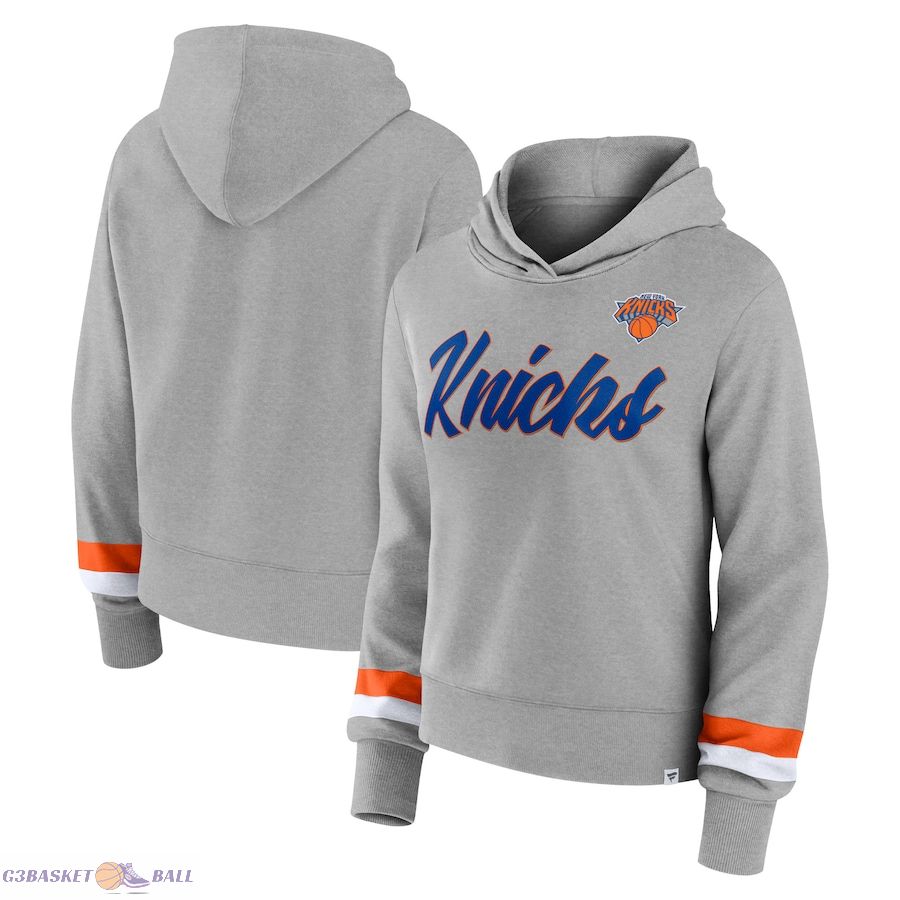 Women's New York Knicks Fanatics Heather Gray Halftime Pullover Hoodie