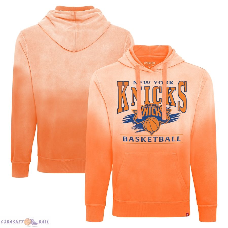 Unisex New York Knicks Sportiqe Orange Blake Sun-Fade Pullover Hoodie