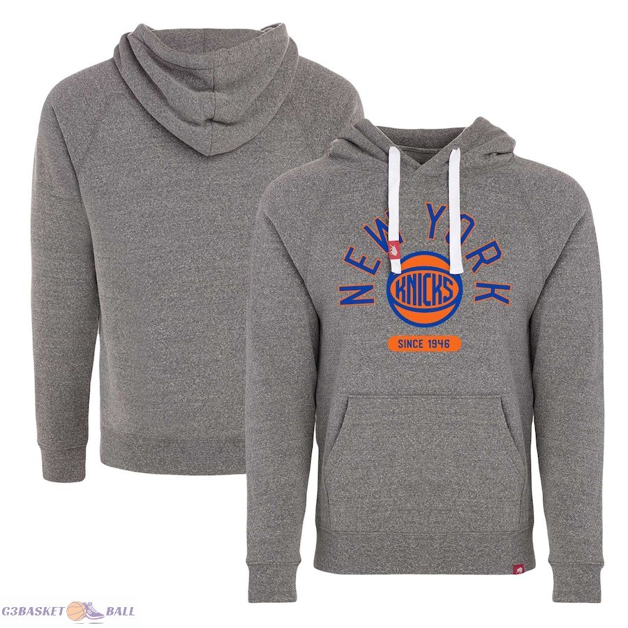 Unisex New York Knicks Sportiqe Gray Olsen Super Soft Tri-Blend Raglan Pullover Hoodie