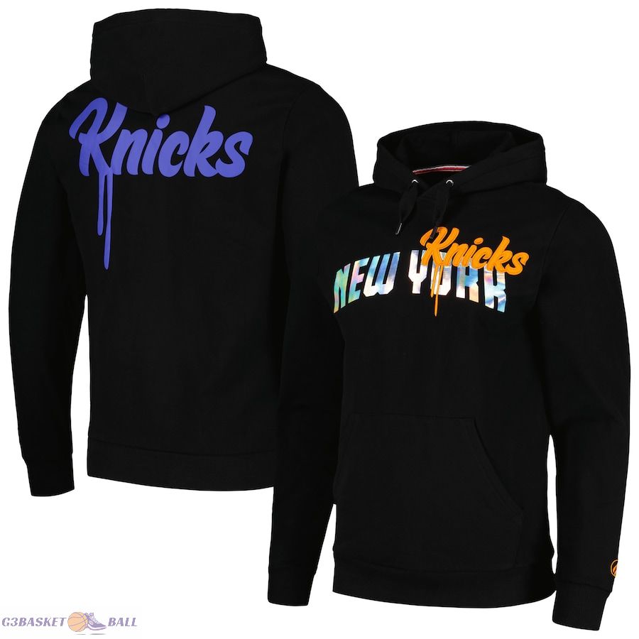 Unisex New York Knicks FISLL Black Reflective Metallic Pullover Hoodie