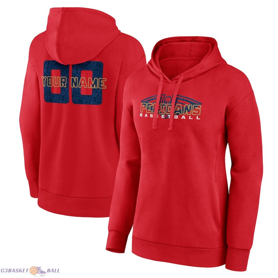 Women's New Orleans Pelicans Red Stellar Personalized Name & Number Pullover Hoodie