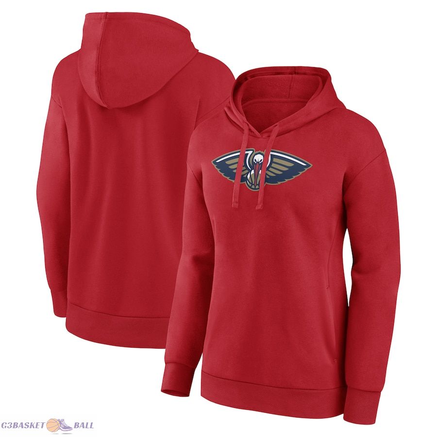 Women's New Orleans Pelicans Red Primary Logo Pullover Hoodie