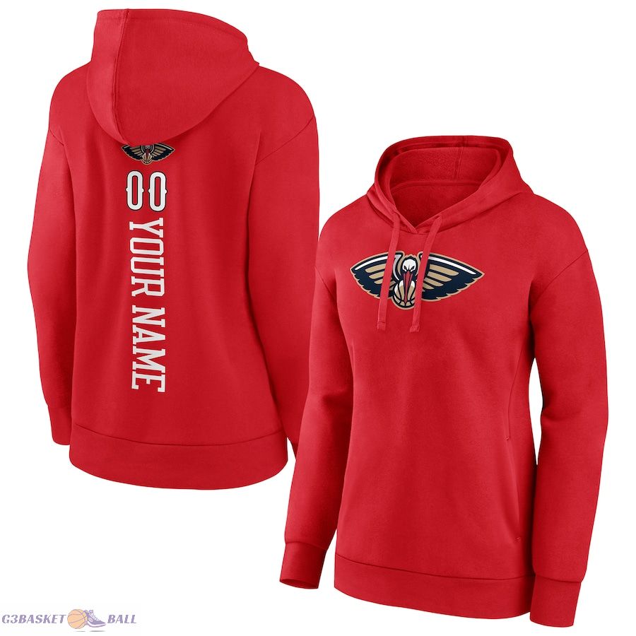 Women's New Orleans Pelicans Red Any Name & Number Playmaker Pullover Hoodie