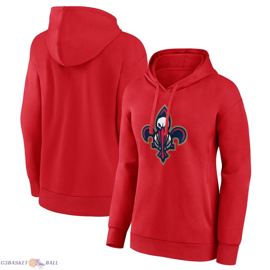 Women's New Orleans Pelicans Red Alternate Logo Pullover Hoodie