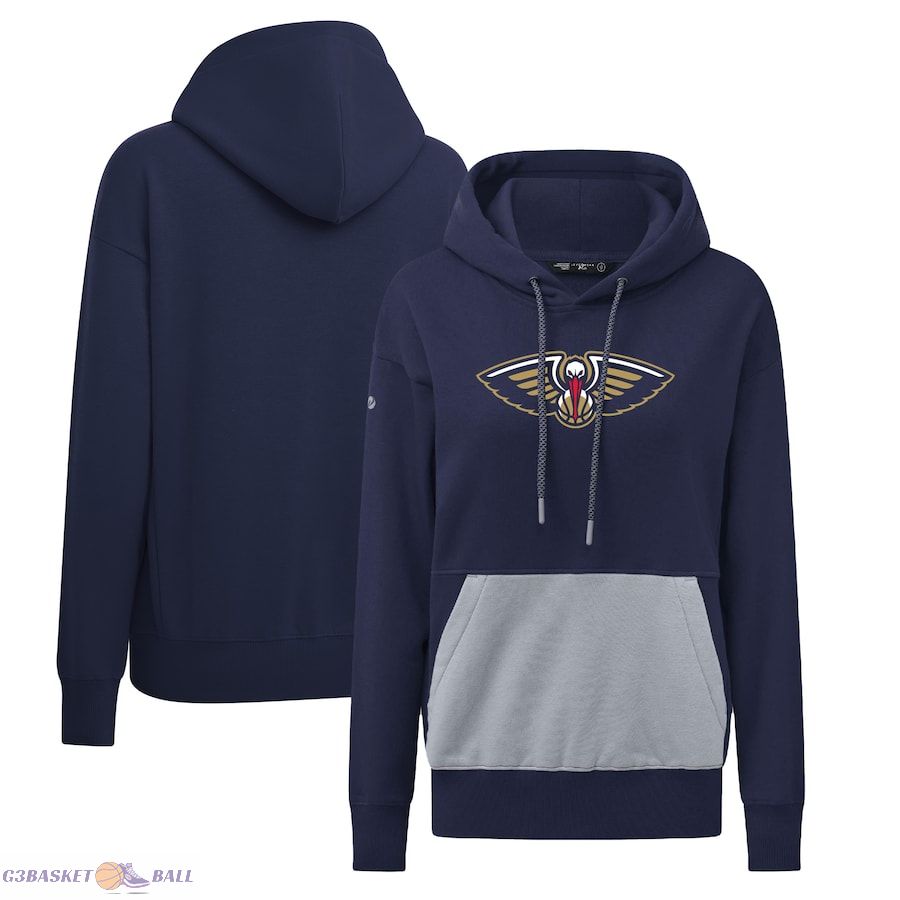 Women's New Orleans Pelicans Levelwear Navy Bonfire Pullover Hoodie