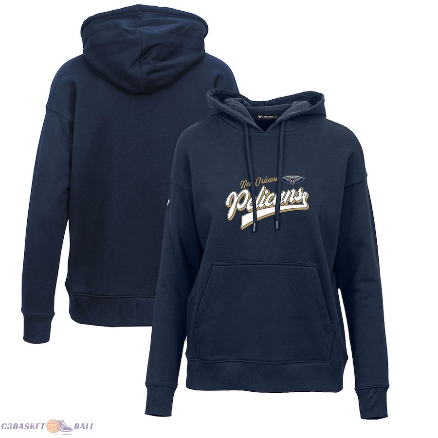 Women's New Orleans Pelicans Levelwear Navy Adorn Retro Pullover Hoodie