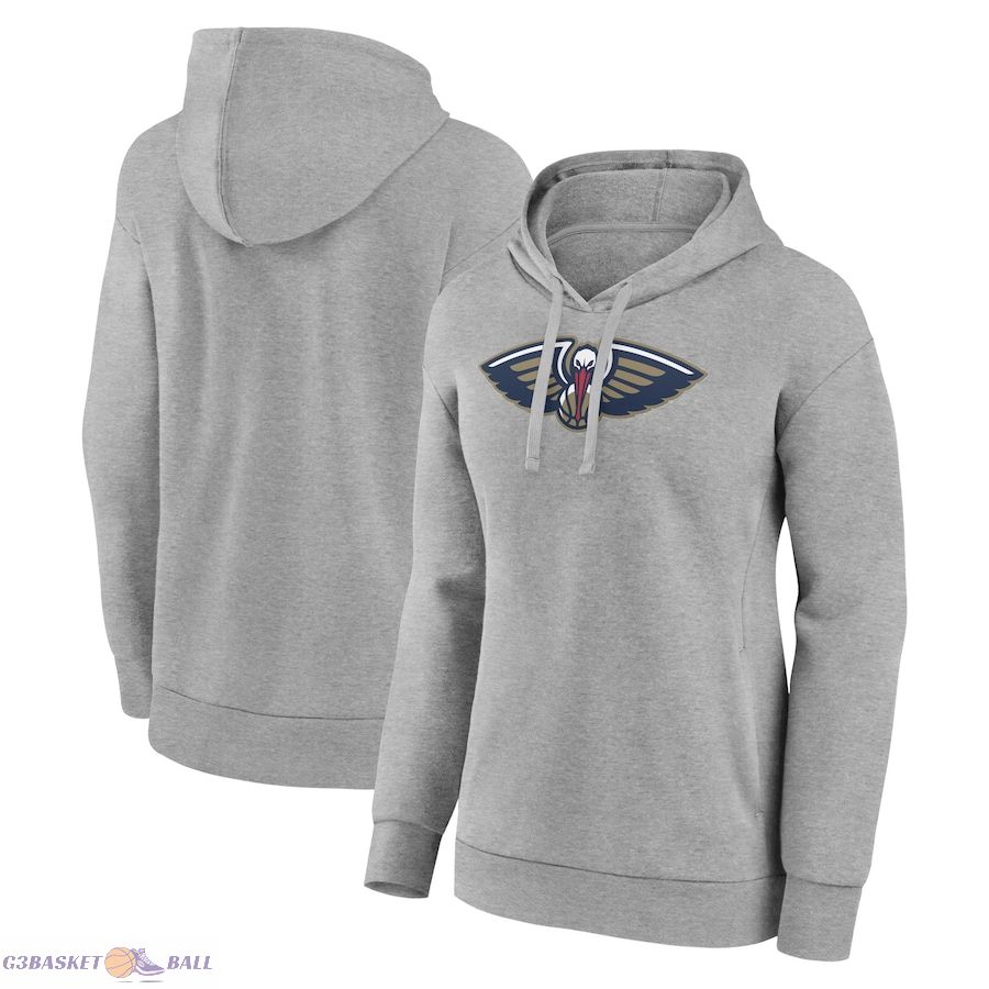 Women's New Orleans Pelicans Gray Primary Logo Pullover Hoodie