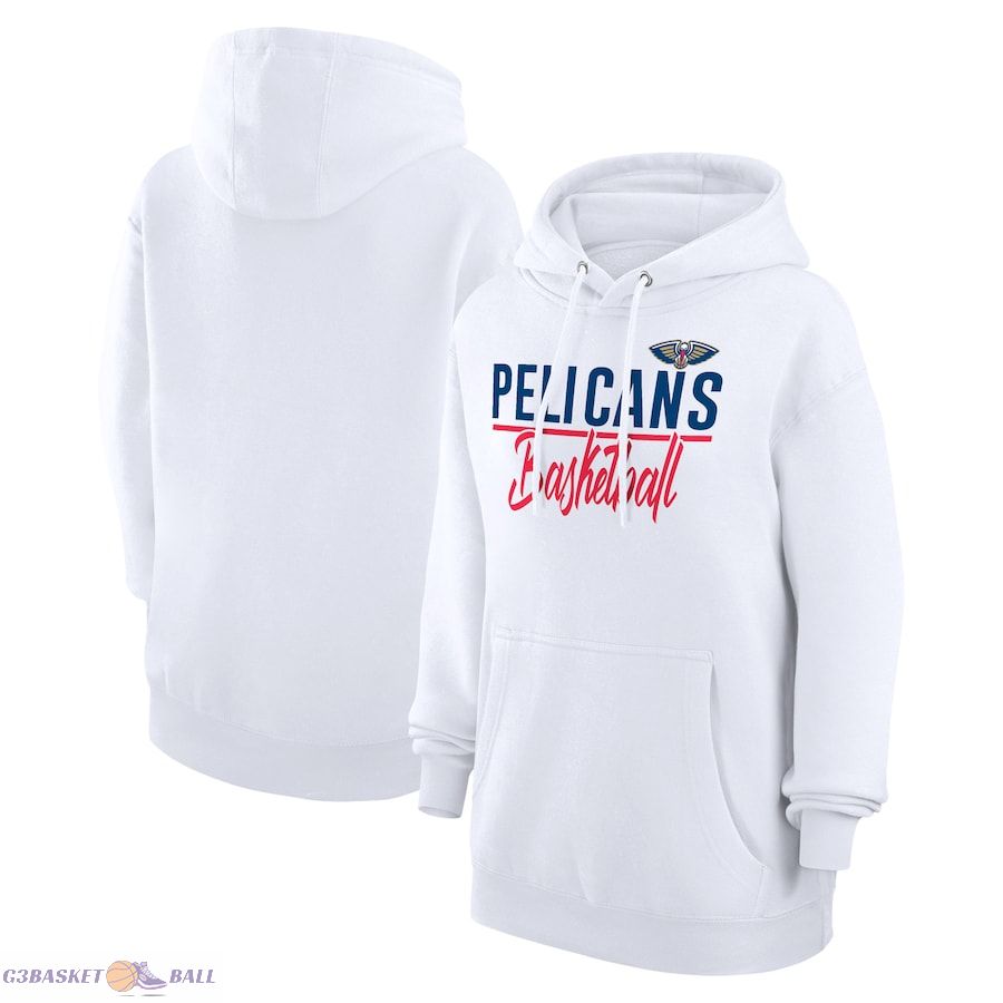 Women's New Orleans Pelicans G-III 4Her by Carl Banks White Graphics Fleece Pullover Hoodie