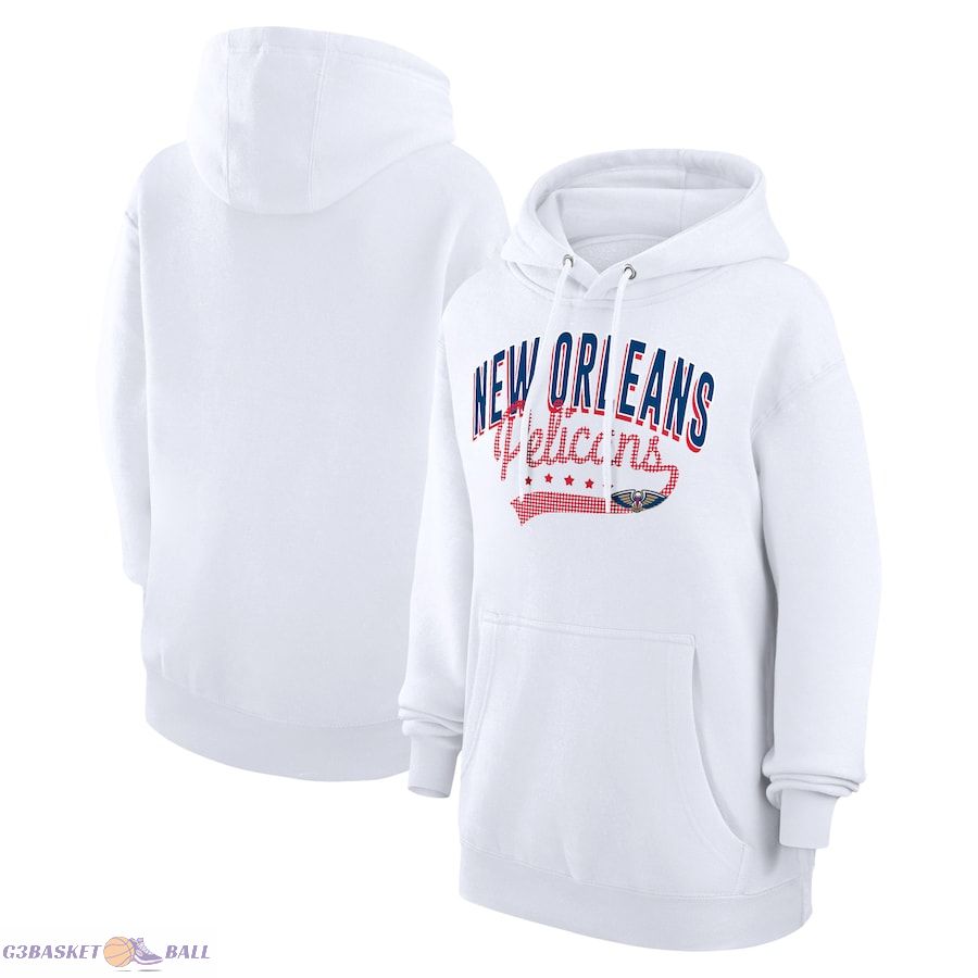 Women's New Orleans Pelicans G-III 4Her by Carl Banks White Filigree Logo Pullover Hoodie