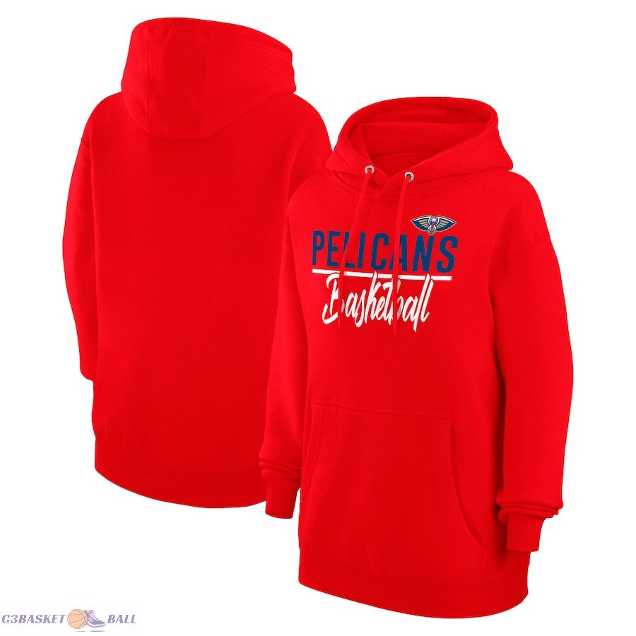 Women's New Orleans Pelicans G-III 4Her by Carl Banks Red Graphics Fleece Pullover Hoodie