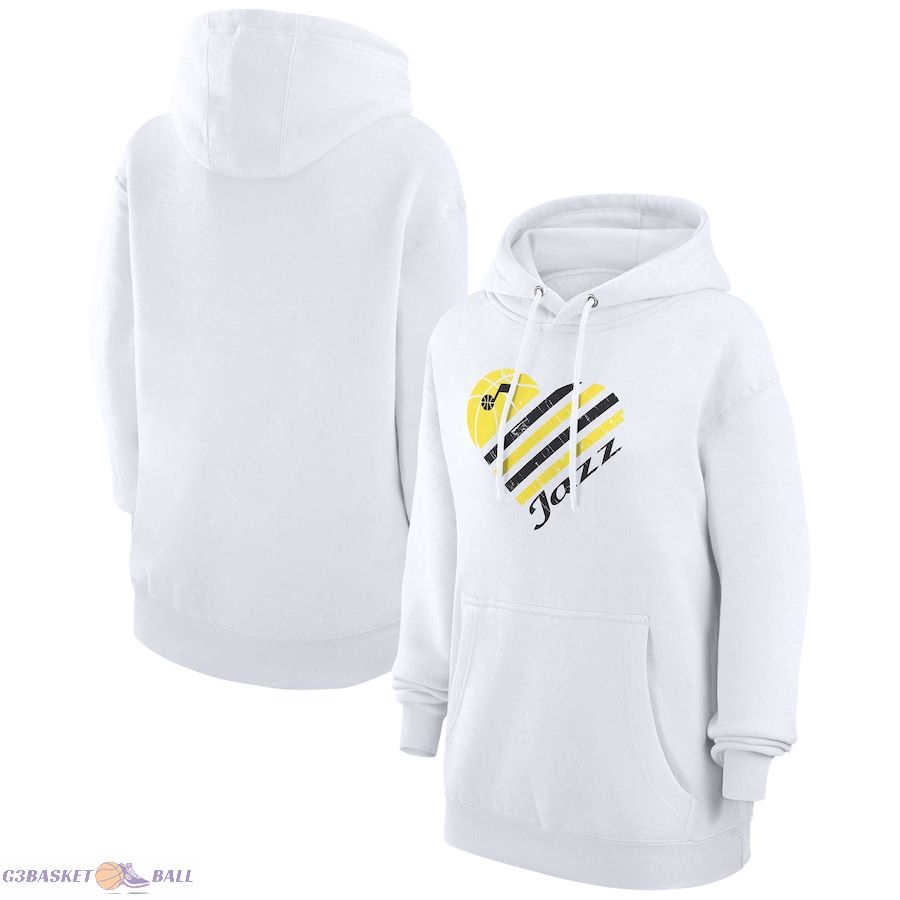 Women's Utah Jazz G-III 4Her by Carl Banks White Heart Pullover Hoodie