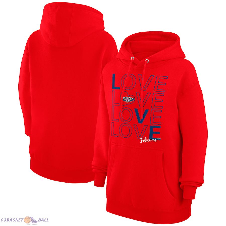 Women's New Orleans Pelicans G-III 4Her by Carl Banks Red Basketball Love Fleece Pullover Hoodie