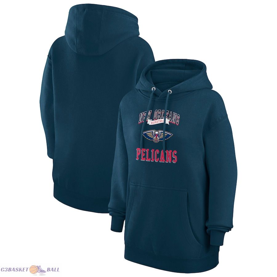 Women's New Orleans Pelicans G-III 4Her by Carl Banks Navy Graphic Fleece Pullover Hoodie