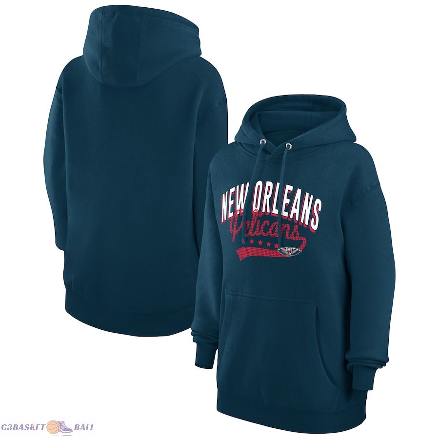 Women's New Orleans Pelicans G-III 4Her by Carl Banks Navy Filigree Logo Pullover Hoodie