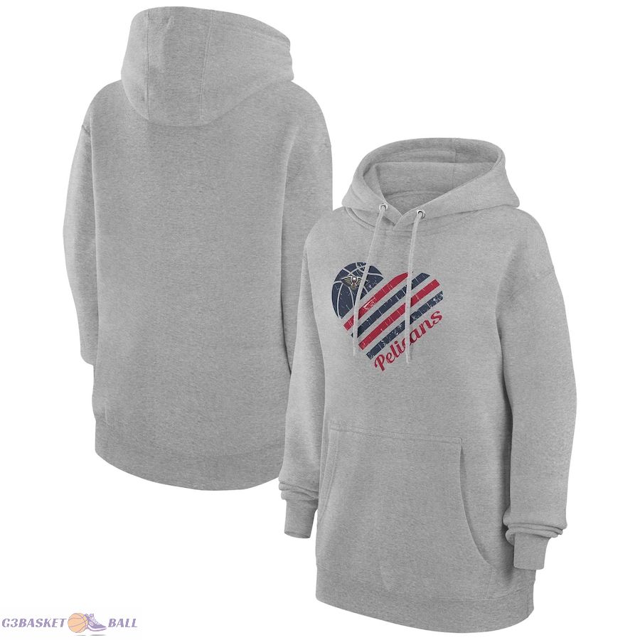 Women's New Orleans Pelicans G-III 4Her by Carl Banks Heather Gray Heart Pullover Hoodie