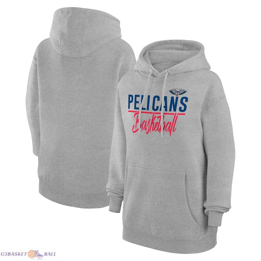 Women's New Orleans Pelicans G-III 4Her by Carl Banks Heather Gray Graphics Fleece Pullover Hoodie