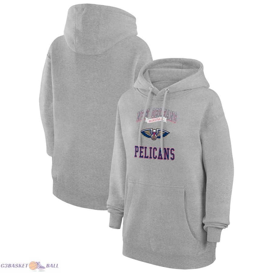 Women's New Orleans Pelicans G-III 4Her by Carl Banks Heather Gray Graphic Fleece Pullover Hoodie