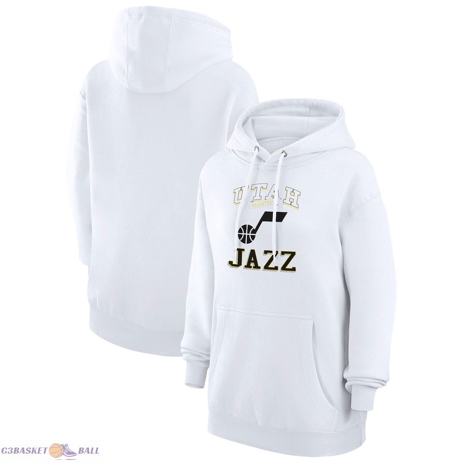 Women's Utah Jazz G-III 4Her by Carl Banks White Graphic Fleece Pullover Hoodie