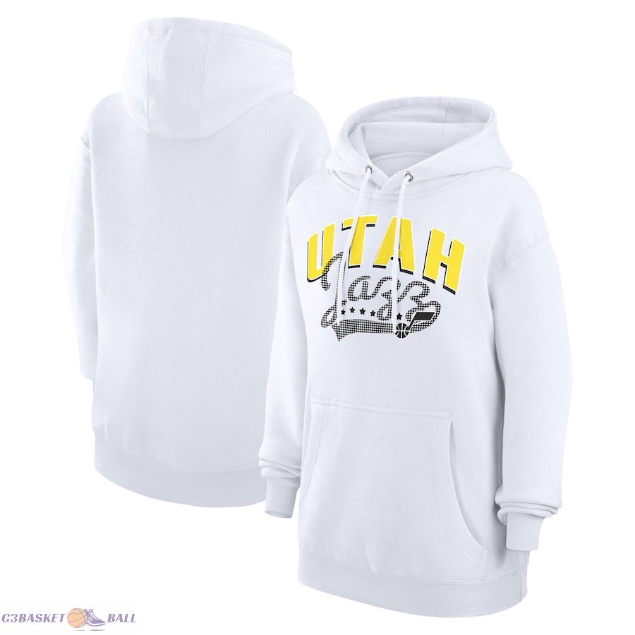 Women's Utah Jazz G-III 4Her by Carl Banks White Filigree Logo Pullover Hoodie