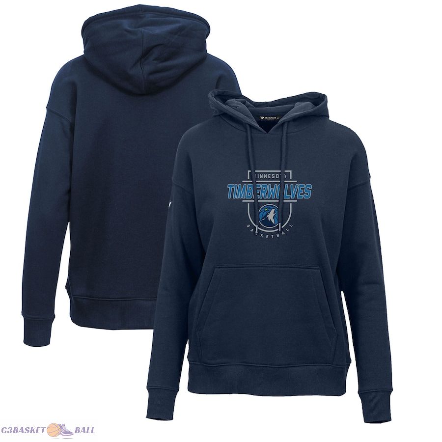 Women's Minnesota Timberwolves Levelwear Navy Adorn In The Key Pullover Hoodie